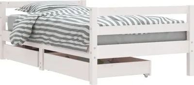 Image de vidaXL Lit d'enfant avec tiroirs blanc 80x160 cm pin massif