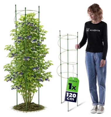 Immagine prodotto di KADAX Supporto per fiori 120 cm, 1 pezzo, supporto per piante in metallo verniciato, tutore a spirale per piante rampicanti, tutore a torre in metallo per pomodori