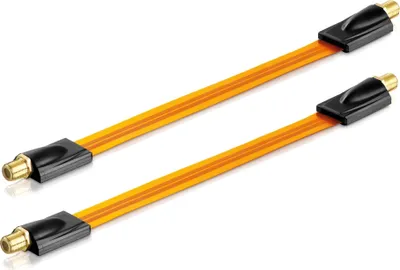 Produktbild von conecto 2x Premium Fensterdurchführung für SAT Kabel koaxial (F-Kupplung auf F-Kupplung, vergoldet) 26 cm