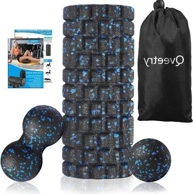 Produktbild von 4in1 Fascienrolle Set für tiefe Massage, Pilates, Yoga, Stretching, schwarz-blau, Foamroller