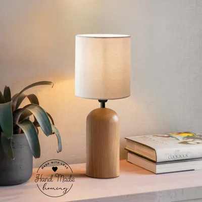Produktbild von Opviq , 241447, Tischlampe, Creme, Holzkörper, 15 x 15 x 35 cm
