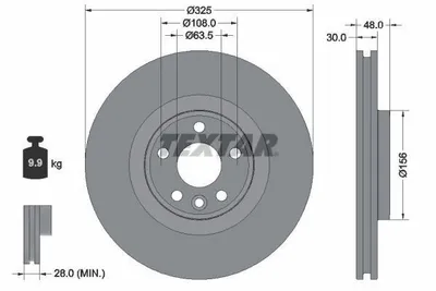 Produktbild von 2x TEXTAR Bremsscheibe 92348805 für LAND ROVER Range Rover Velar (L560) 48mm