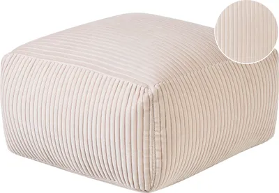 Produktbild von BELIANI Pouf Beige Cord 50 x 50 cm mit EPS-Perlen Abnehmbarem Bezug Quadratisch Einfarbig Modern Skandi Bodenkissen Sitzpouf Sitzmöbel Indoor