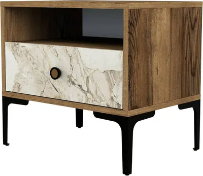 Image de Editta - Chevet, 56x40x51h cm Noyer Marron, un Tiroir