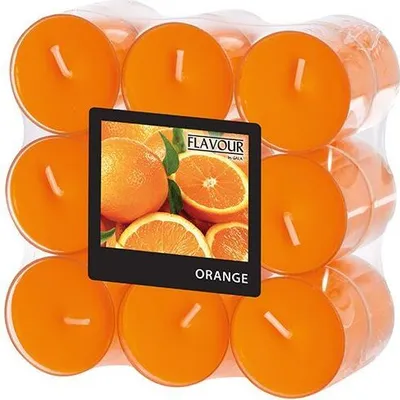 Produktbild von 108 "Flavour by GALA" Duftlichte Ø 38 mm · 24 mm orange - Orange in Polycarbonathülle