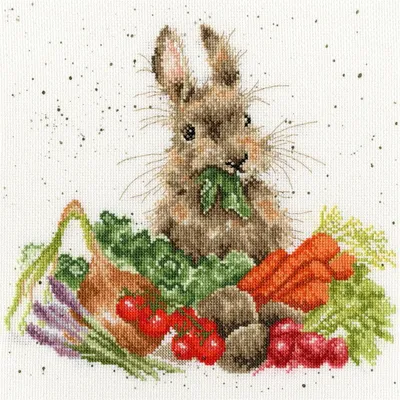 Image de Bothy Threads point de croix "Lapin et légumes", 26x26cm, XHD52, modèle à compter