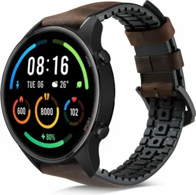 Produktbild von Strap-it Xiaomi Mi Watch Silikon/Lederband (Braun)