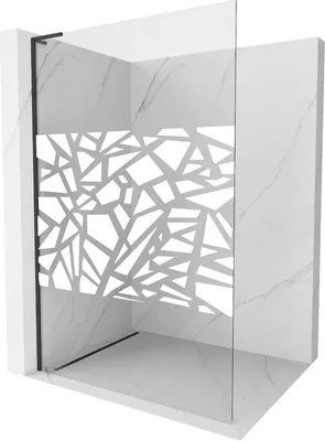 Produktbild von Mexen Kioto L Duschwand Walk-in 100 x 200 cm, weißes Muster, schwarz - 800-100-103-70-85