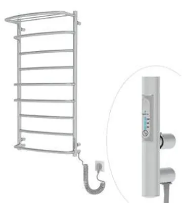 Zdjęcie produktu dla Grzejnik łazienkowy elektryczny z półką stal nierdzewna chrom Cascade with Shelf 9 168W 101x53 cm energooszczędny