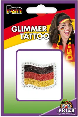 Produktbild von Glimmer Glitzer Haut Tattoo Aufkleber WM EM Fußball Schwarz Rot Gold Party