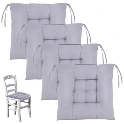 Imagen del producto de Juego de 4 cojines para asiento, cojín para silla, 36 x 36 cm, color gris antracita