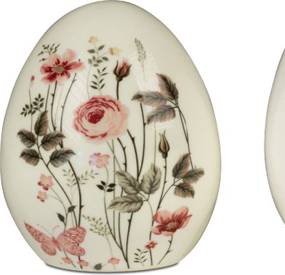 Ostern Dekoration Deko-Ei  mit Licht Osterei 12cm  mit Rosen u.  LED Lieferumfang  1 Stück