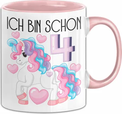 Produktbild von 4. Geburtstag Geschenk Tasse Becher Mädchen Tochter Geburtstagsgeschenk Einhorn Ich Bin Schon 4 (Rosa)