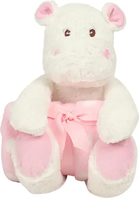 Produktbild von Mumbles MM606 | Hippo with Blanket, Decke: 70 x 90 cm - Farbe: White/Pink - Größe: One Size