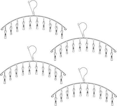 Immagine prodotto di Appendiabiti in acciaio inossidabile con 10 clip - Pratico e resistente - 4 pezzi