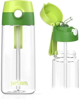 Produktbild von Famanu Kindertrinkflasche – – Wasserflasche 500 ml – BPA-frei – Auslaufsicher – Flasche mit Strohhalm – Tritan-Flasche für Schule,