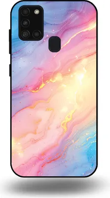 Produktbild von Smartphonica Telefon Fall geeignet für Samsung Galaxy A21s mit Regenbogen Glitter Marmor Print - TPU Backcover Fall Regenbogen Glitter Marmor Design