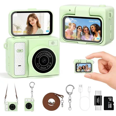 Produktbild von Mini Digitalkamera mit 1,47 Zoll Display, Retro Schlüsselanhänger Kamera mit HD Video,Filtern und USB Aufladung, kompakte Kamera für Kinder und Reisen