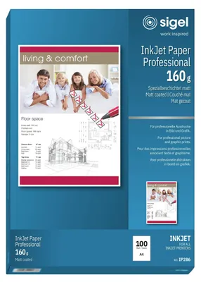 InkJet-Papier Professional A4, 100 Blatt, matt, 160 g/m², weiß