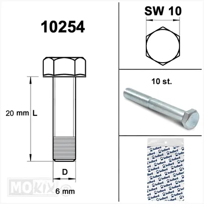 Immagine prodotto di Vite M 6 x 20 zinco 8.8 (10 pezzi)