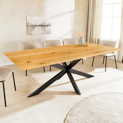 Produktbild von riess-ambiente Esstisch WILD OAK 200cm natur schwarz Wildeiche Metall Schweizer Kante Sterngestell 8 Personen
