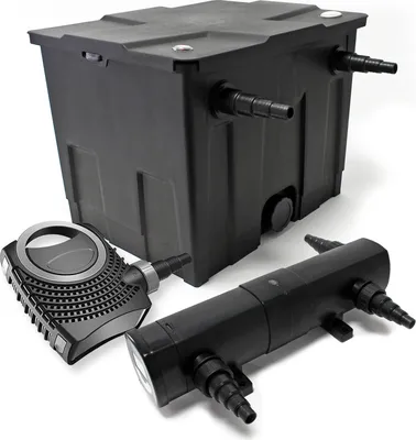 Produktbild von Wiltec Komplettset: CBF-350 Teichfilter bis 12000 L Teichfilteranlage als Durchlauffilter, NEO10000 SuperECO Teichpumpe 10000l/h 80W, CUV-218 Teichklärer UVC Klärer mit 18W