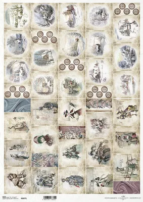 Produktbild von ITD Reispapier Decoupage Bastelpapier A3 0977L vintage, Adventskalender