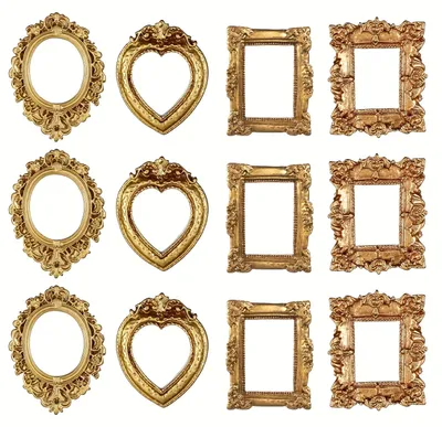 Produktbild von Vintage Mini-Bilderrahmen 12er-Set goldfarben Barock-Harz
