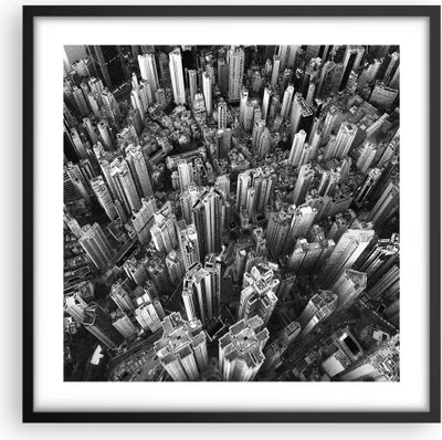 Produktbild von Gerahmtes Poster - Schwarzer Rahmen - Wolkenkratzer mit Berge - 50x50 cm - Wand Bild - Wanddeko - Wandbilder - Kunstposter - Wandposter - Bilderrahmen - Bilder - Kunstdruck - P2BAC50x50-4453