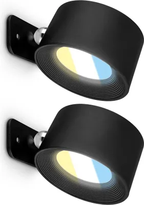 Produktbild von Briloner TARI 2er Set Akku LED Wandleuchte, Magnetisch, CCT, Touch, Dimmbar, USB-C Aufladung, Schwarz, 9x7,5x4 cm