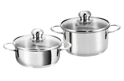 Produktbild von Kopf Mini Topfset Parvus (Edelstahl, 2-teilig, 14 + 14 cm, inkl. Glasdeckel, Induktion)