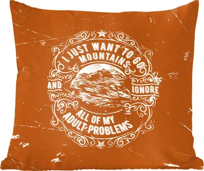 Produktbild von MuchoWow® Zierkissen Sofakissen Wohnzimmer Dekokissen 50x50 cm Jahrgang - Berg - Text - Komfort - Sofakissen