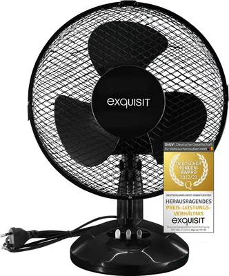 Produktbild von Exquisit Tischventilator VT 34063 sw| Pianokey | 35 Watt | Oszillation | Schwarz