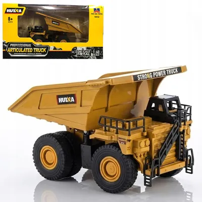 Obrázek produktu pro Huina 1812 kovový kloubový dampr die-cast 1:60 – sklápěč, model stavebního stroje, sběratelský model nákladního vozu na stůl