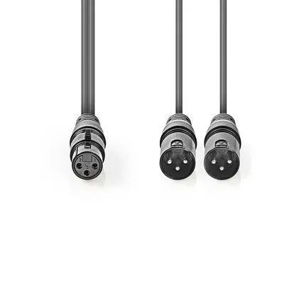 Produktbild von Nedis Balanced Audio-Kabel - 2x XLR 3-Pin Stecker - XLR 3-Pin Buchse - Vernickelt - 1.50 m - Rund - PVC - Dunkelgrau - Kartonhülle