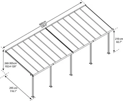 Obrázek produktu pro Kryt terasy Palram - Canopia Olympia 3x8,5 860 x 295 cm bílý