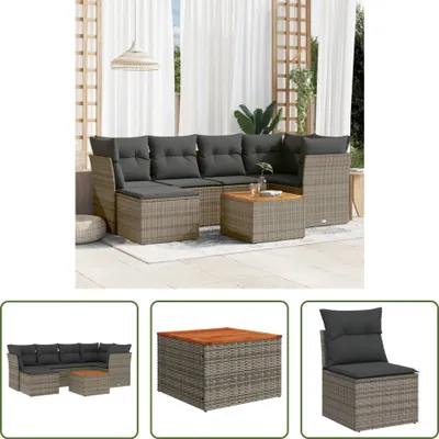 Produktbild von The Living Store 7-tlg. Garten-Sofagarnitur mit Kissen Grau Poly Rattan