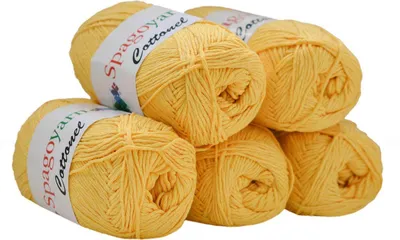 5 x 100g Strickgarn Cottonel Uni Häkelwolle Handstrickgarn hellgelb
