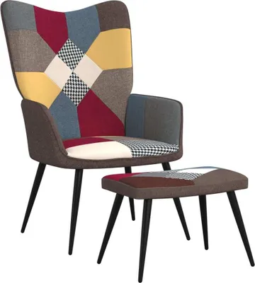 Obrázek produktu pro Relaxační křeslo se stoličkou patchwork textil