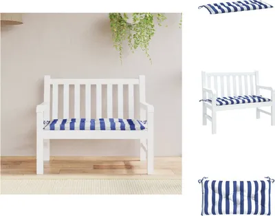 Produktbild von vidaXL Gartenbank-Auflage Blau & Weiß Gestreift 100x50x7 cm -  Sitzpolster