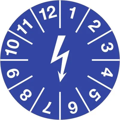 Produktbild von Dreifke® Aufkleber Prüfplakette f. elektr. Einrichtungen,Folie,blau,Ø 15 mm,5...