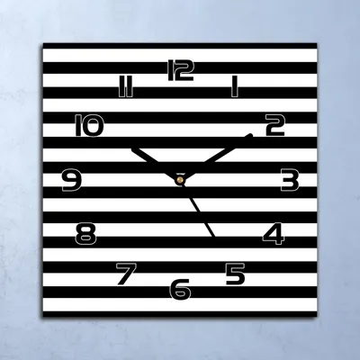 Produktbild von Wanduhr Echt-Glas-Küchenuhr Weiße und schwarze Streifen Quarz 30x30 Deko Bilder