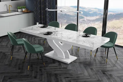 Produktbild von Design Esstisch Tisch HEB-111 Hochglanz ausziehbar 160 bis 256 cm