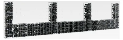 Produktbild von Gabionen Zaun, Gabionengitter, Gabionenkörbe, U-Form Gabionenkorb mit 4 Säulen aus Eisen 380x20x100 cm