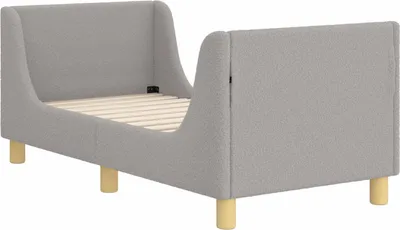 Produktbild von vidaXL Kinderbettgestell mit Kopfteil Hellgrau 70 x 140 cm Schafstoff