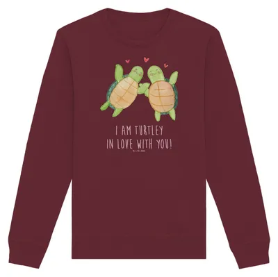 Produktbild von Mr. & Mrs. Panda Baumwoll Pullover Schildkröten Paar Größe S - Burgundy - Geschenk, Hochzeitstag, Freundin, Sweater, Sweatshirt, für, Freund, Valentinstag, Frauen, Pulli