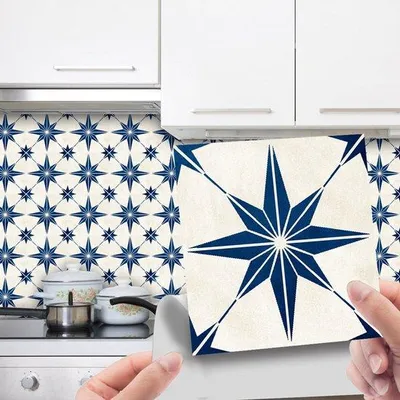 Image de 10 panneaux muraux autocollants - Panneaux muraux - Panneaux muraux 3D pour cuisine - Panneaux muraux autocollants pour cuisine - Panneaux muraux rétro - Panneaux muraux 3D autocollants pour cuisine - Cuisine - Salle de bains - 10 x 10 cm - Panneaux muraux Premium - PVC - Motifs mosaïque