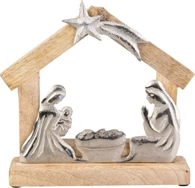 Produktbild von Krippenszene silber/braun - ca. 22 x 5 x 20 cm