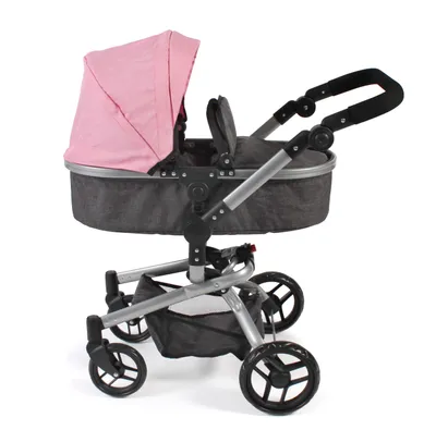 Produktbild von Kombi-Puppenwagen Yolo, Melange dunkelgrau-rosa