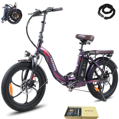 Produktbild von E-bike klapprad 20 zoll Akku 36 V 18 Ah 648 Wh Rostfreie Aluminiumlegierung Wasserdicht IPX5 bis zu 120 - 150 km Pedelec 7 Gang, Lila